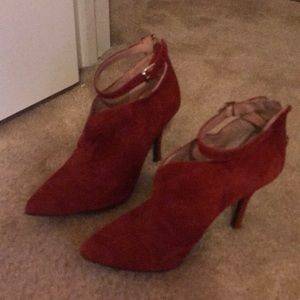Red suede booties